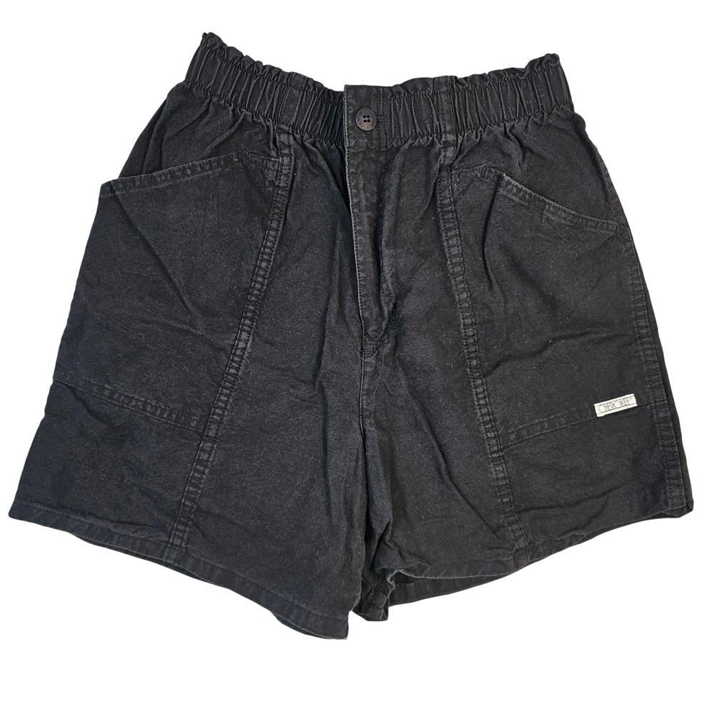 Vintage Cherokee Black High Waisted Elastic Waist Shorts Size 12 Made in USA